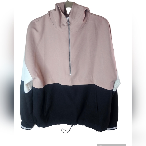 Zara women's beige,black,cream hooded long-sleeved lightweight jacket size M - Picture 3 of 8